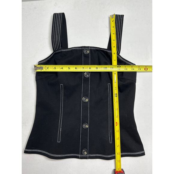 Anthropologie Eri + Ali Fitted Button Down Tank Contrast Stitching. Black Size M - Picture 3 of 4